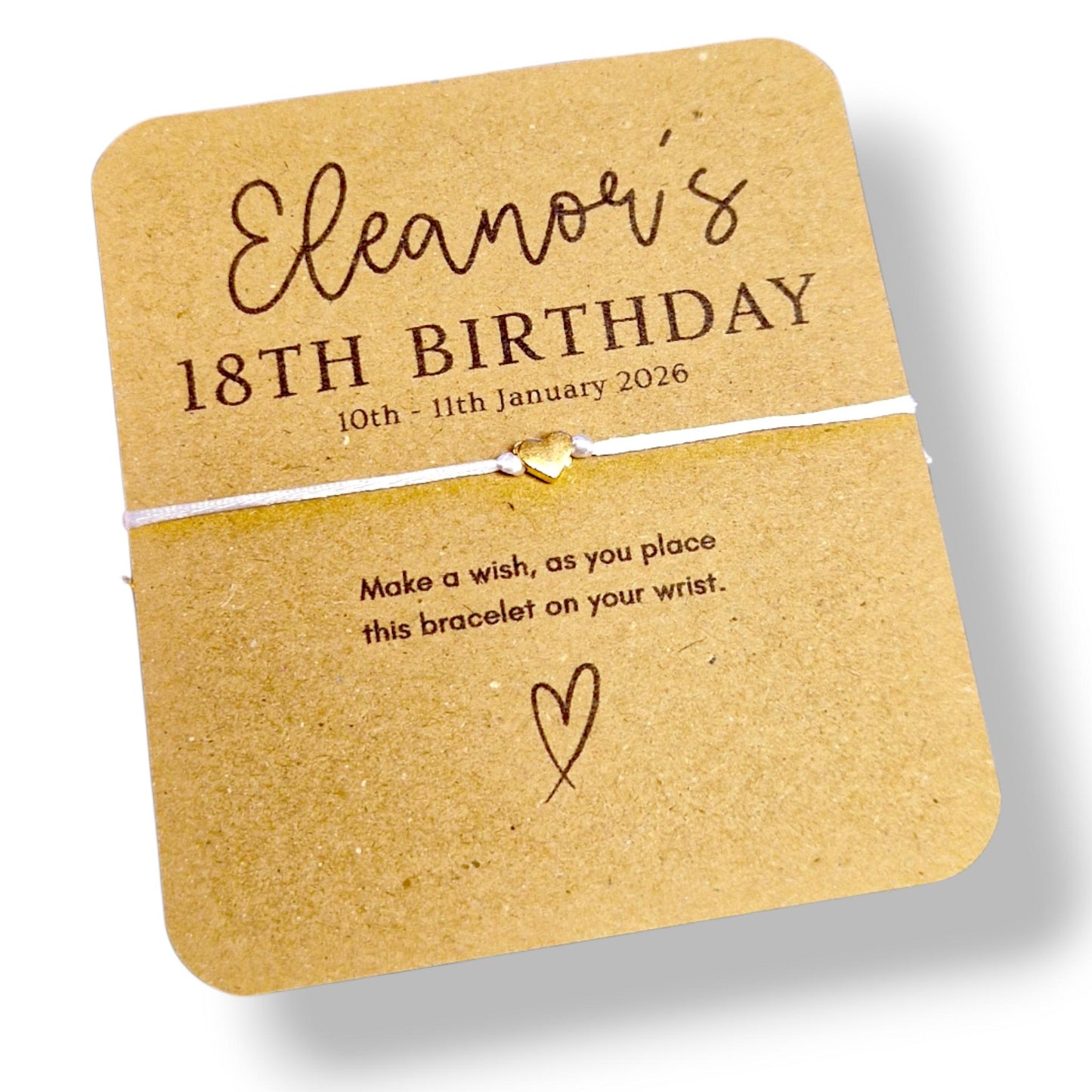 Birthday Wish Bracelet Any Age | Birthday Gift Bracelet | Brown Recycled Card Keepsake
