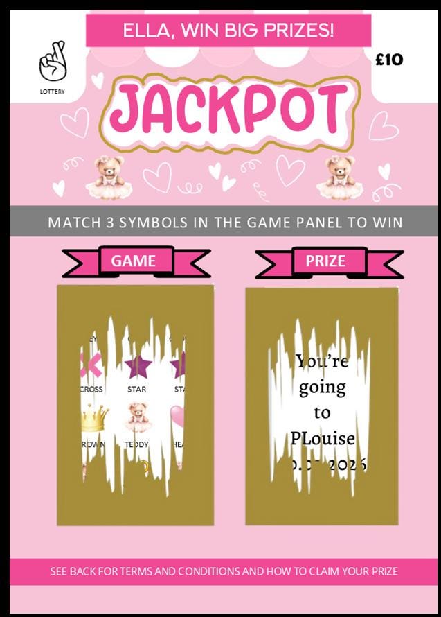 PLouise Pink Inspired Scratch to Reveal Card: Glam Makeup Gift Voucher - Surprise Gift - Empire - Personalised