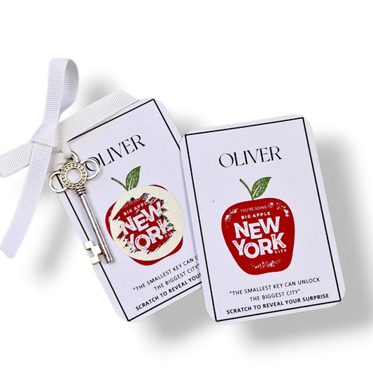 New York, Big Apple, Surprise Reveal Scratch Off Metal Key Holiday Announcement,  Christmas, Birthday - Paris, NYC Travel Surprise - City