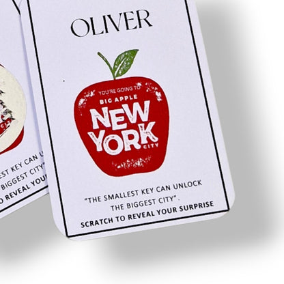 New York, Big Apple, Surprise Reveal Scratch Off Metal Key Holiday Announcement,  Christmas, Birthday - Paris, NYC Travel Surprise - City