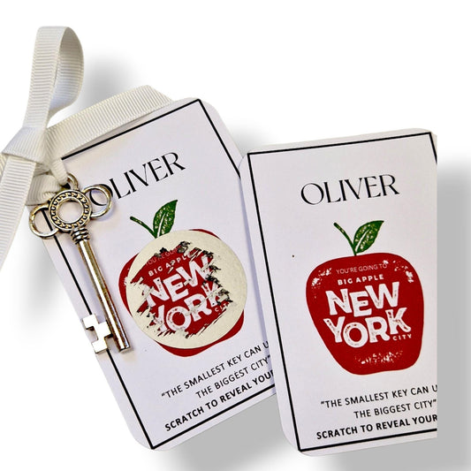 New York, Big Apple, Surprise Reveal Scratch Off Metal Key Holiday Announcement,  Christmas, Birthday - Paris, NYC Travel Surprise - City