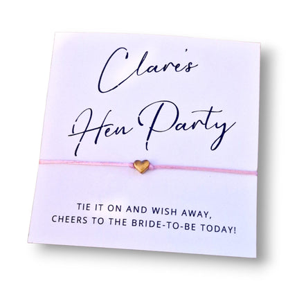 Hen Party Wish Bracelet: Hen Party Favour, Personalised, Bride, Hen Weekend, Eco-Friendly Card - Simple, Hen Weekend