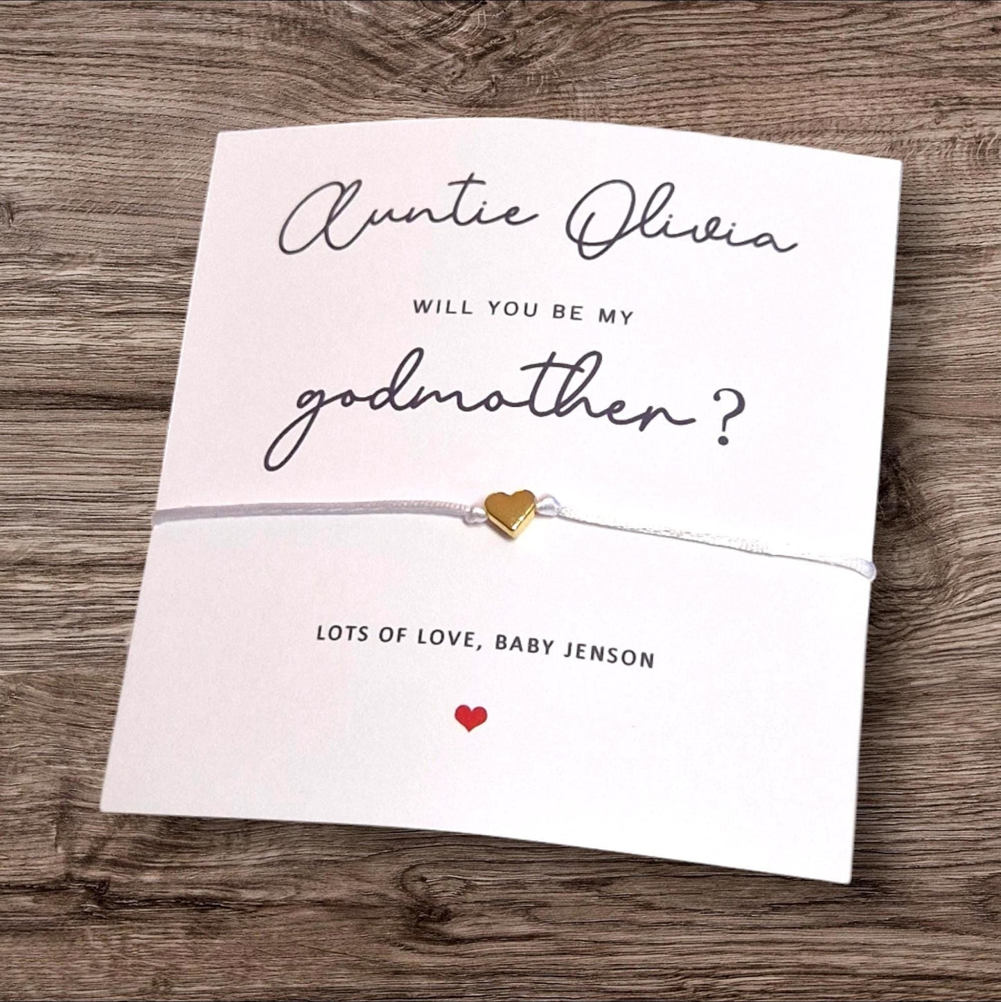 Godmother Proposal Wish Bracelet: Heart Charm, Godparent Gift, Guide mother, God Sister, Fairy Godmother