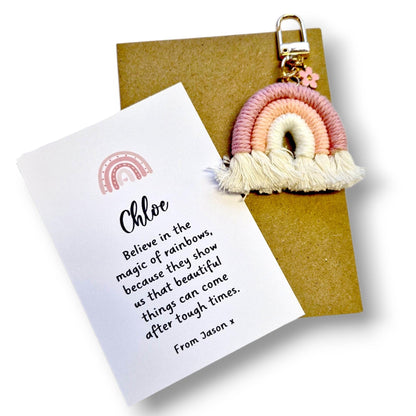 Macrame Rainbow Keychain – Inspirational Gift for Anxiety Relief