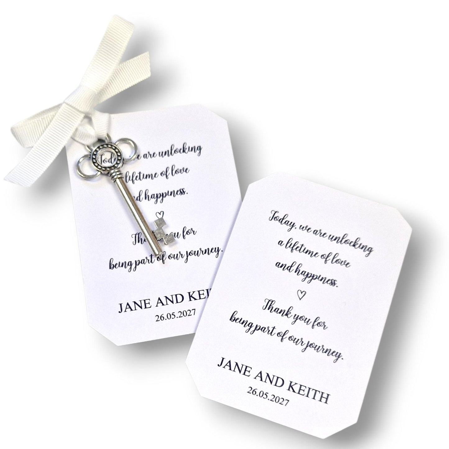 Silver Key Wedding Favor – 'Today We Are Unlocking a Lifetime of Love & Happiness' – Personalised Wedding Keepsake – Rustic Wedding Gift