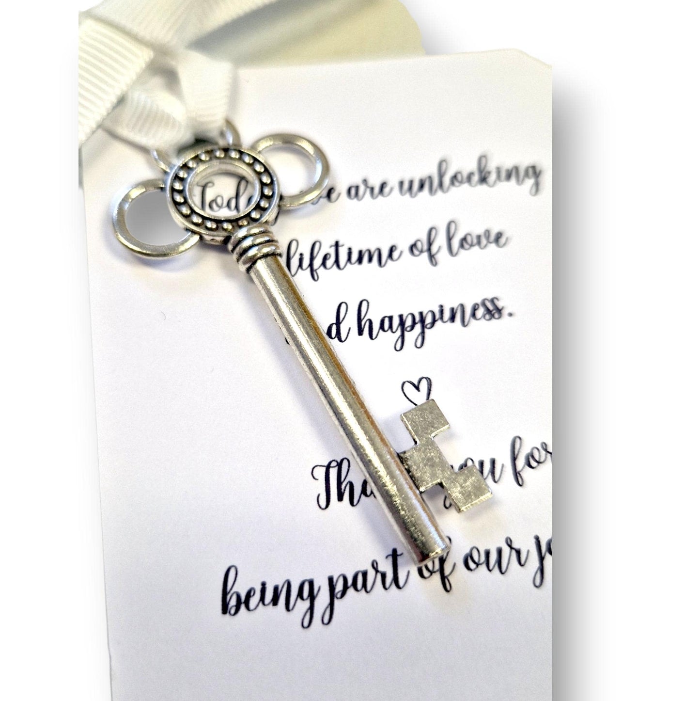 Silver Key Wedding Favor – 'Today We Are Unlocking a Lifetime of Love & Happiness' – Personalised Wedding Keepsake – Rustic Wedding Gift