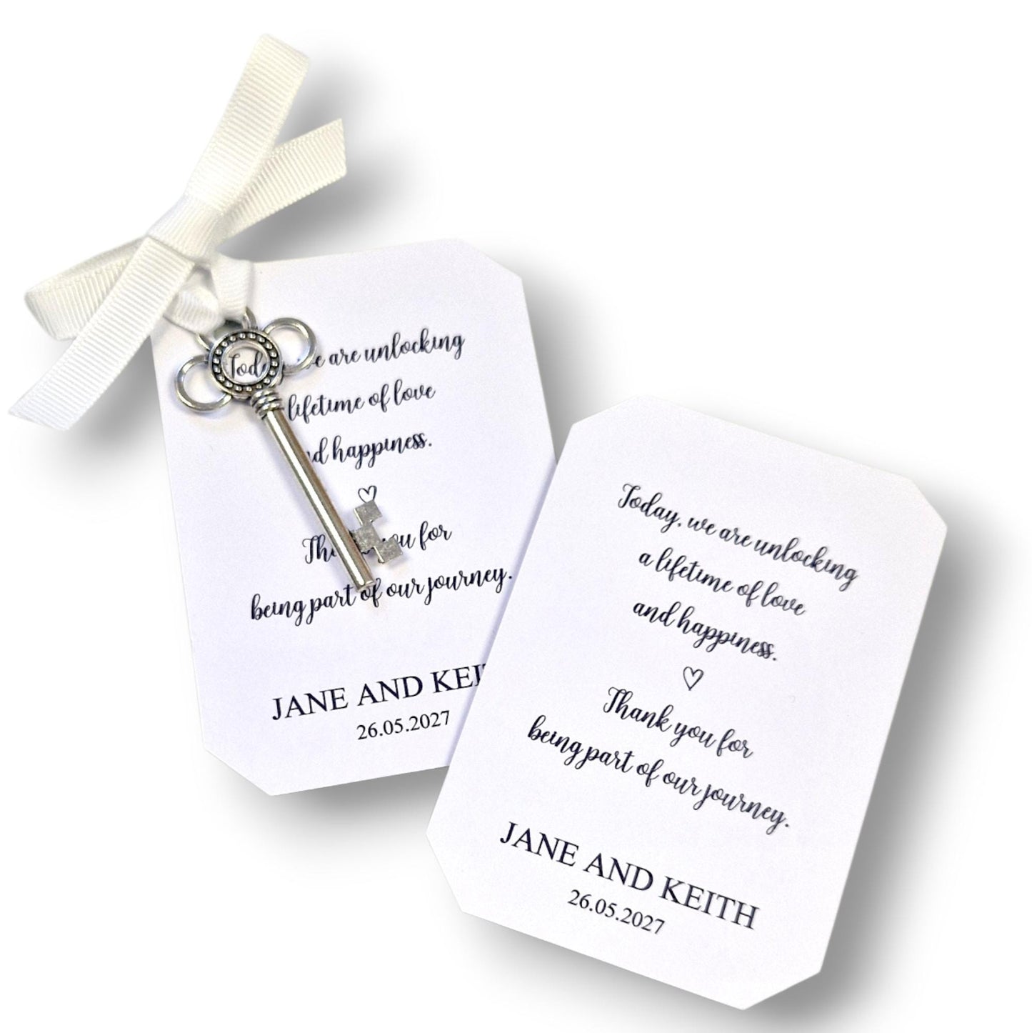 Silver Key Wedding Favor – 'Today We Are Unlocking a Lifetime of Love & Happiness' – Personalised Wedding Keepsake – Rustic Wedding Gift