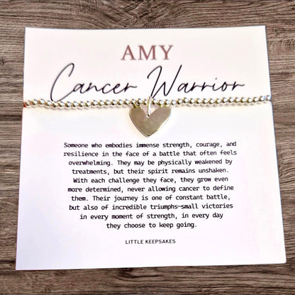 Silver Plated Heart Charm Bracelet - Cancer Warrior Support Gift