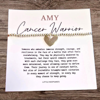 Silver Plated Heart Charm Bracelet - Cancer Warrior Support Gift