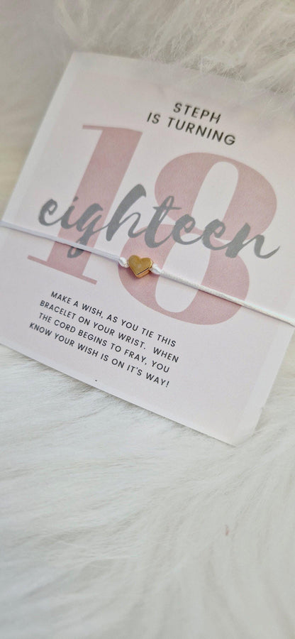 Personalized Birthday Wish Bracelet – Heart Charm, Party Favor