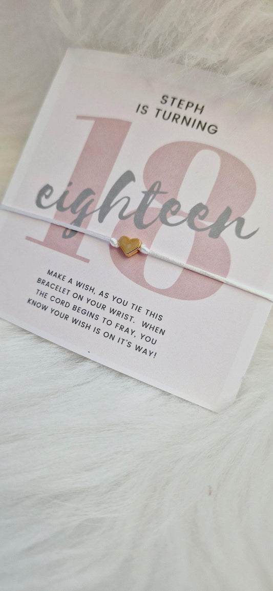 Personalized Birthday Wish Bracelet – Heart Charm, Party Favor