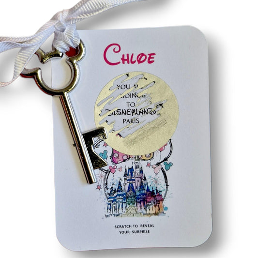 Disneyland Paris, Disneyworld, Surprise Reveal Scratch Off Metal Mickey Key Holiday Announcement,  Christmas, Birthday - Paris, Florida