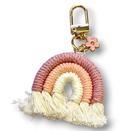 Macrame Rainbow Keychain – Inspirational Gift with Card
