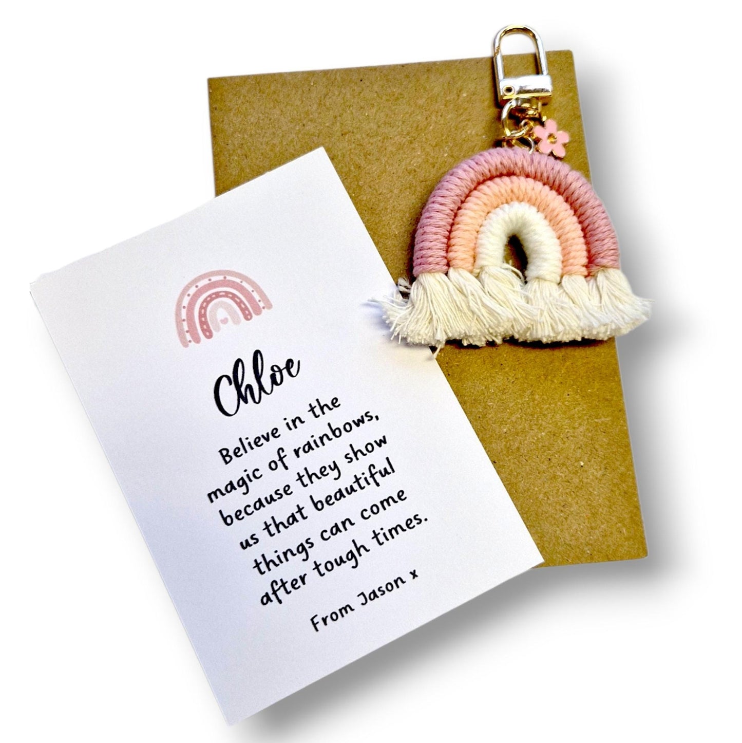 Macrame Rainbow Keychain – Inspirational Gift for Anxiety Relief
