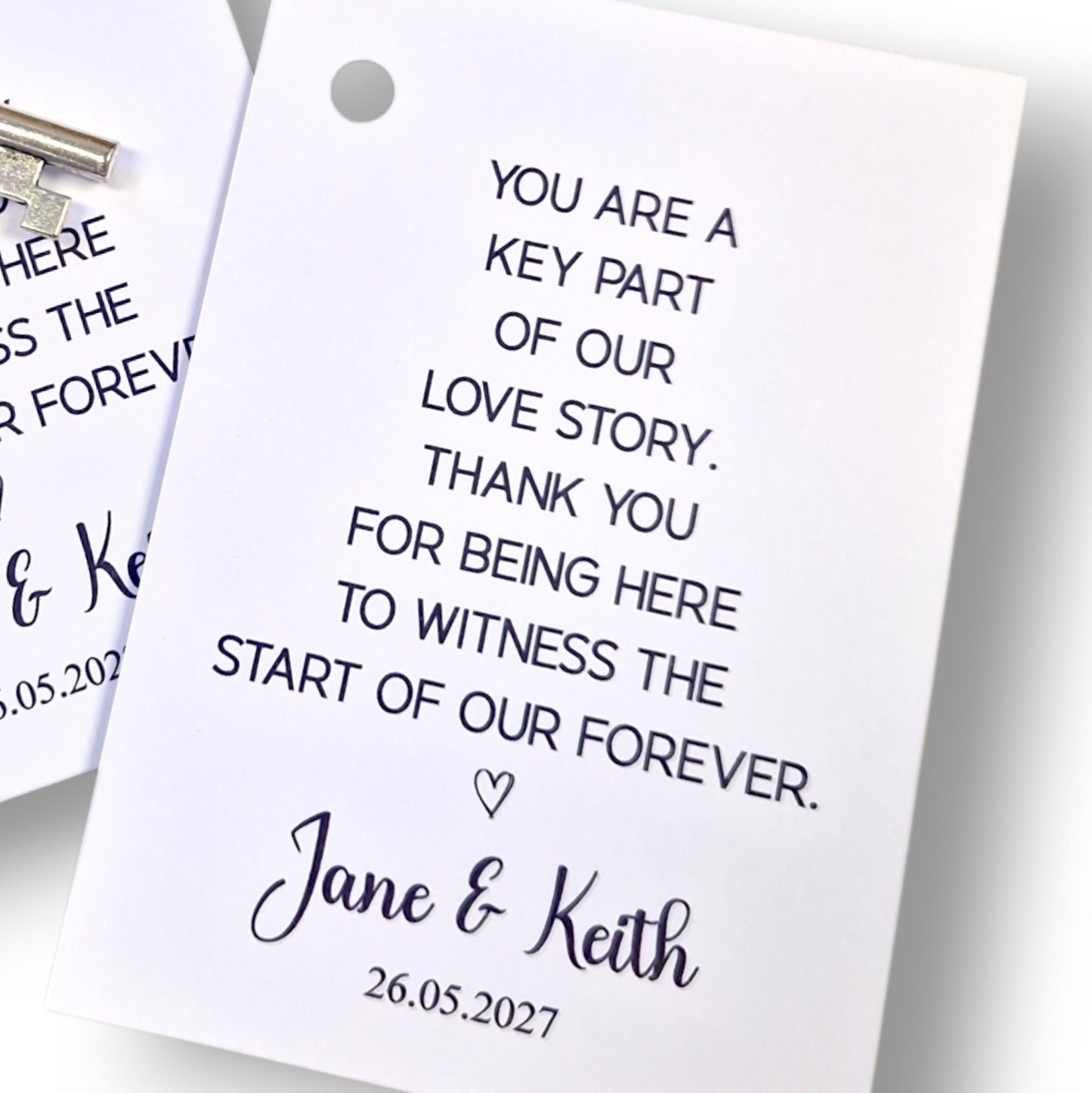 Silver Key Wedding Favor – Personalized Keepsake with Ribbon