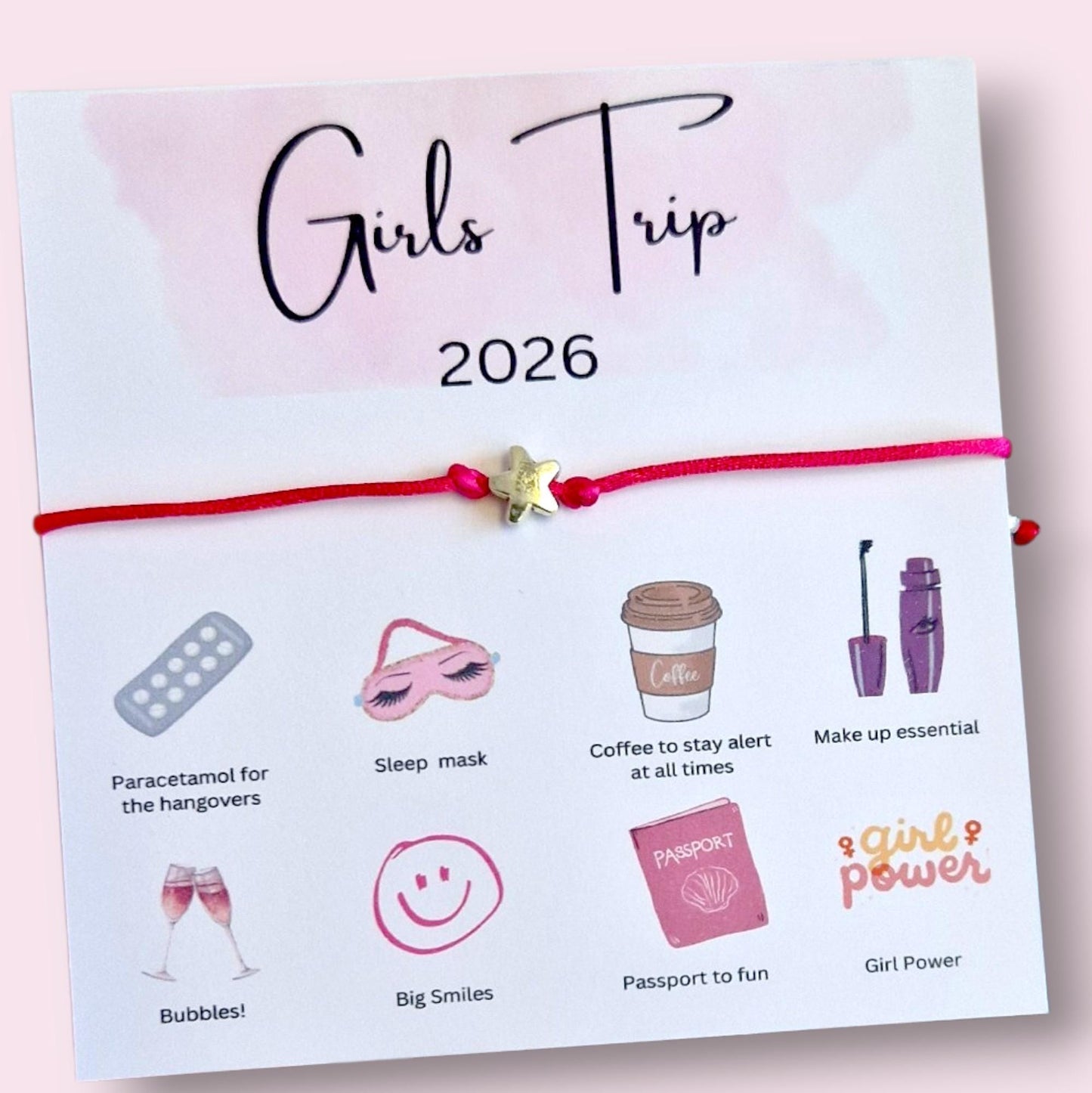 Girls Weekend Wish Bracelet: Personalised Party Favour for Girls - Girls Holiday - Girls Trip - Birthday