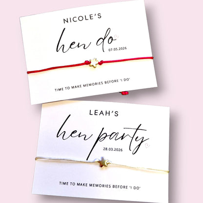 Hen Party Memories before I do Wish Bracelets Team Bride Favour - Sparkle, Hen Weekend, Hen do