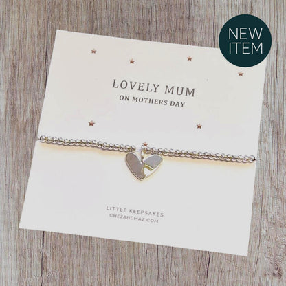 Lovely Mum, Birthday, Christmas Mothera Day Plated Heart Charm Bracelet