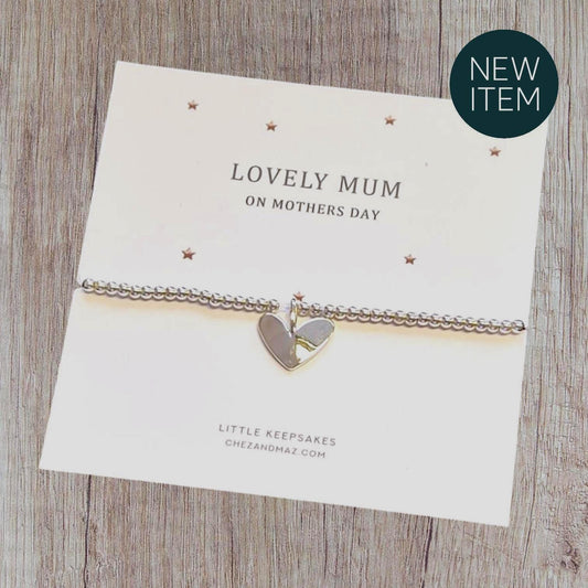 Lovely Mum, Birthday, Christmas Mothera Day Plated Heart Charm Bracelet