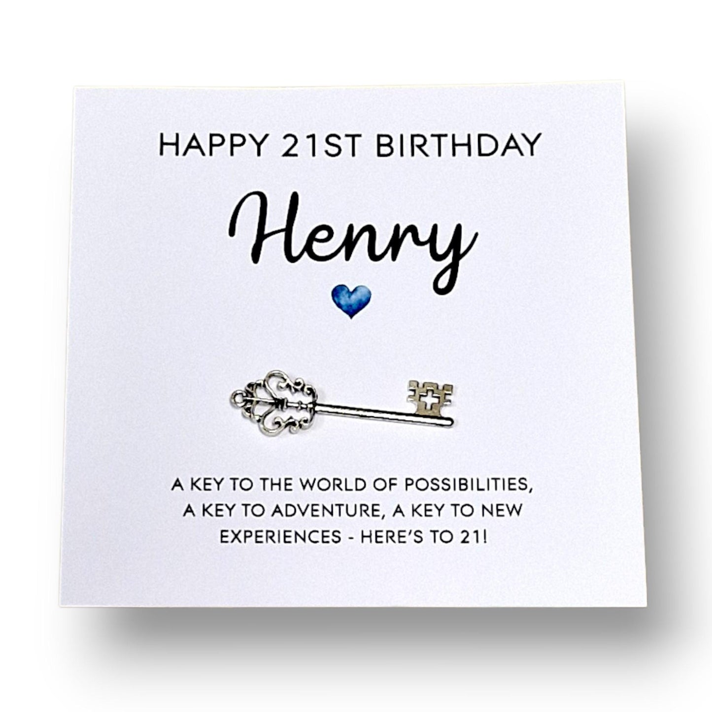 Personalised 21st Birthday Key and Card: Metal Key Keepsake - 21st Birthday Card with Metal Key - Gift for Son, Cousin, Brother
