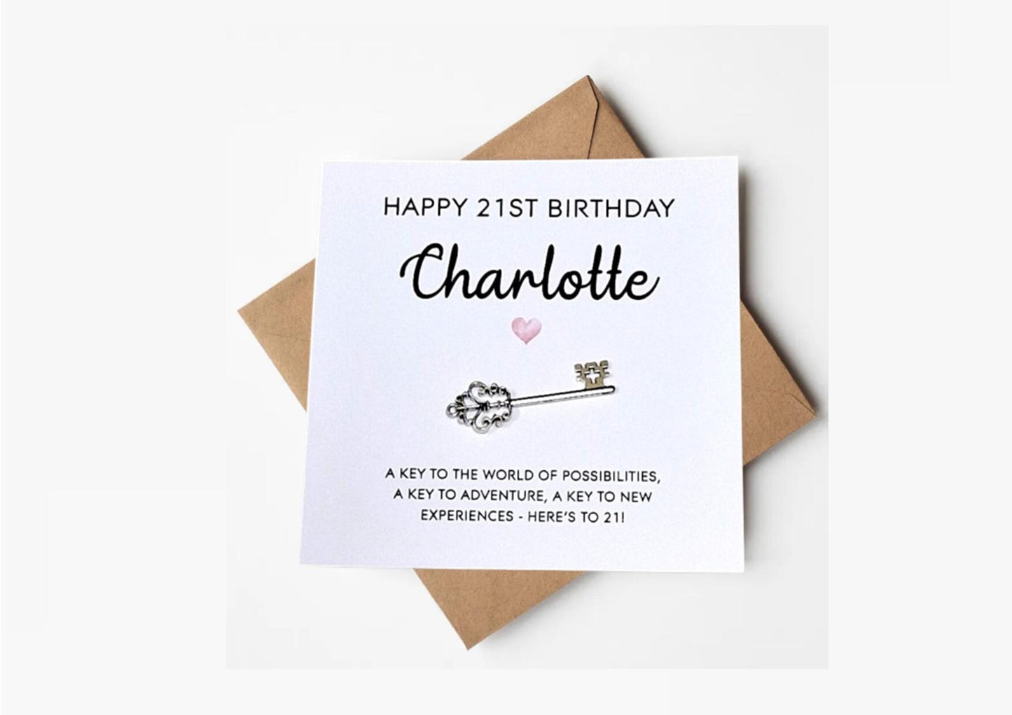 Personalised 21st Birthday Key and Card: Metal Key Keepsake - 21st Birthday Card with Metal Key - Gift for Daughter, Sister, Niece, Friend