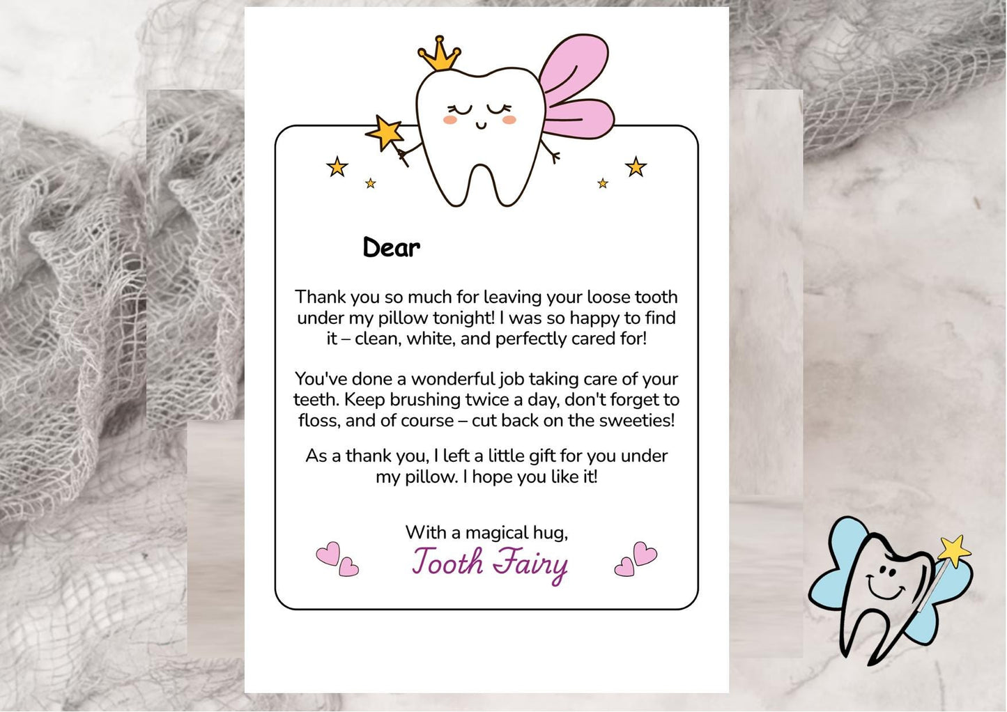 Tooth Fairy Letter & Certificate Set (Digital Download A5/A6)