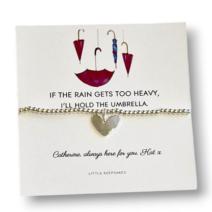 If the Rain Gets Too Heavy I Will Hold the Umbrella Bracelet, Silver Plated Friendship Gift, Encouragement, Thinking Of You | Strength  cc5