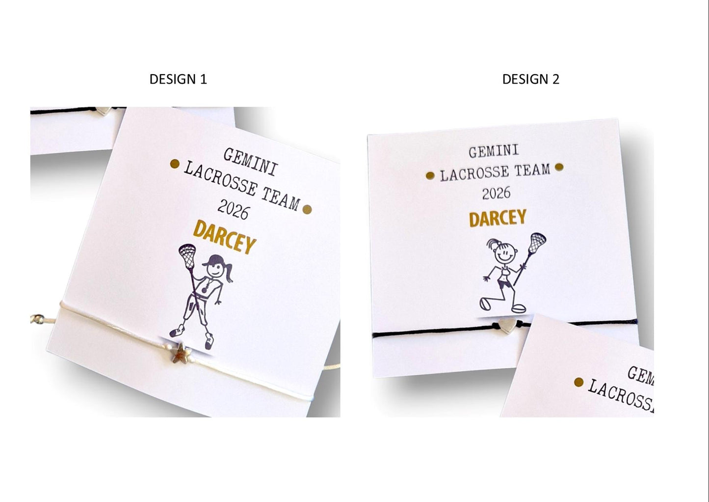 Lacrosse Team Wish Bracelet: Custom Sports Gift, Team Bonding , Charm 2 designs - Congratulations, support gift