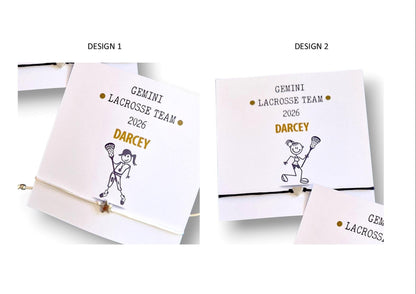 Lacrosse Team Wish Bracelet: Custom Sports Gift, Team Bonding , Charm 2 designs - Congratulations, support gift