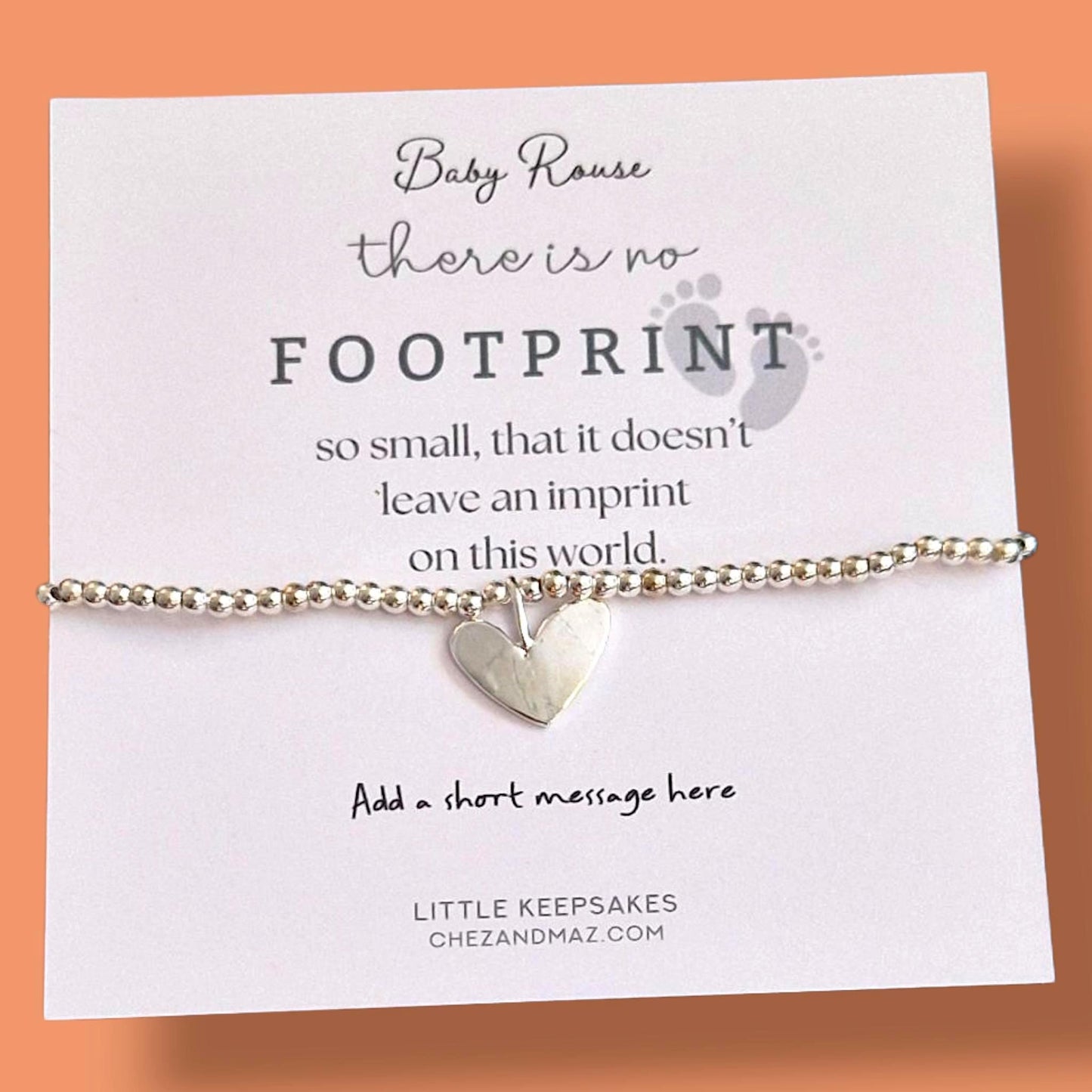 Personalised Sterling Silver Beaded Bracelet - Baby Loss Gift - There is no Footprint so small, that doesn't leave an imprint on this world