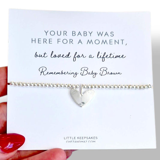 Personalised Sterling Silver Beaded Bracelet - Baby Loss Gift - Your baby was here for a moment, but loved for a lifetime