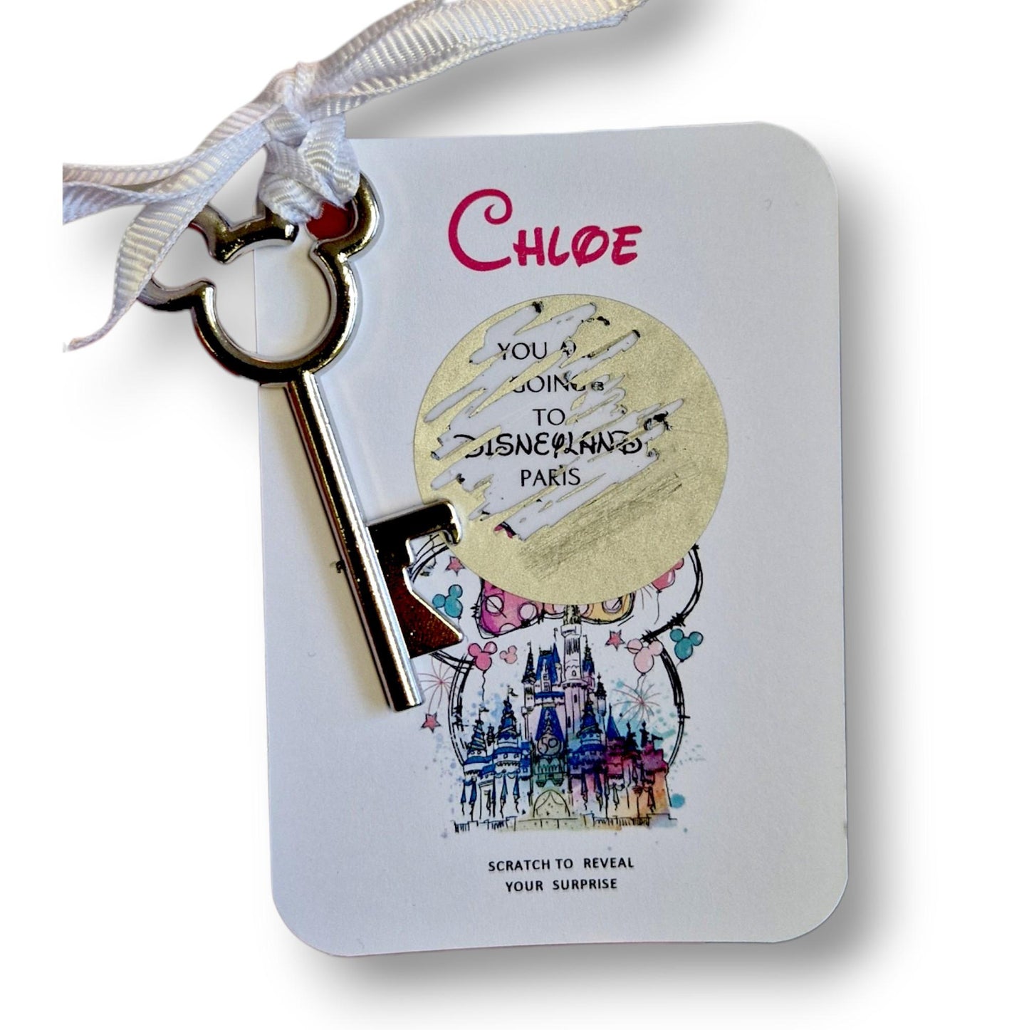 Disneyland Paris, Disneyworld, Surprise Reveal Scratch Off Metal Mickey Key Holiday Announcement,  Christmas, Birthday - Paris, Florida