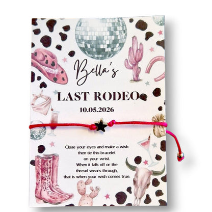 Last Rodeo Wish Bracelet: Hen Party, Birthday Favour, Cowgirl - Hen Do, Team Bride - Personalised - Hoe down
