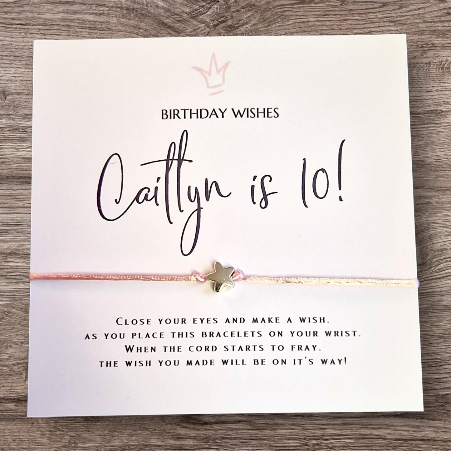 Birthday Wish Bracelet: Party Favour,  various colours - Any age - Personalised - thank you gift - Birthday wishes