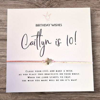 Birthday Wish Bracelet: Party Favour,  various colours - Any age - Personalised - thank you gift - Birthday wishes