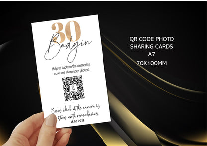 Birthday Photo Album Sharing Cards – Custom QR Code, A7 - Personalised - Scan and share photos