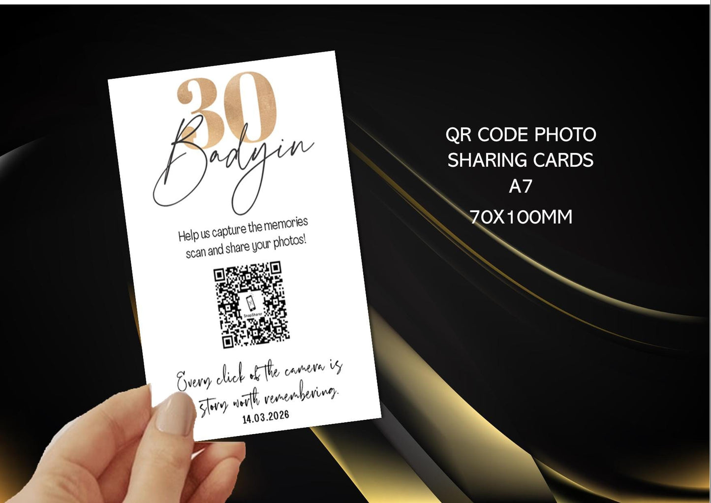 Birthday Photo Album Sharing Cards – Custom QR Code, A7 - Personalised - Scan and share photos