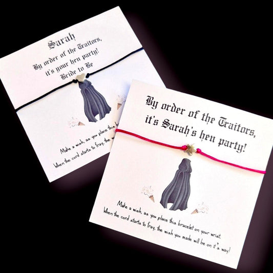 Traitors Themed Hen Party Wish Bracelets – Hen Night Favours - Party, weekend, Hen Do