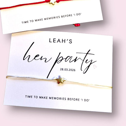 Hen Party Memories before I do Wish Bracelets Team Bride Favour - Sparkle, Hen Weekend, Hen do
