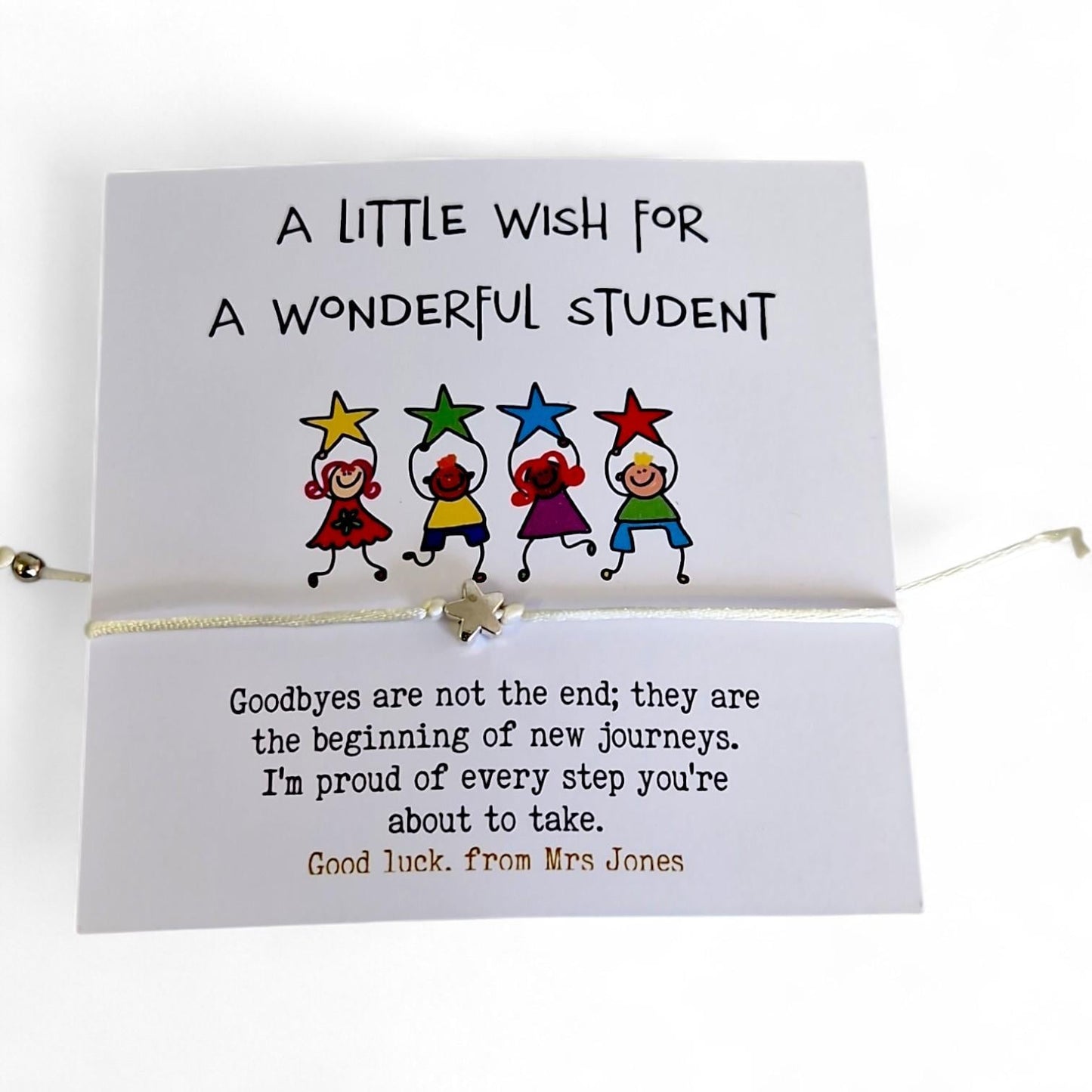 Bulk A Little Wish for a Wonderful Student Bracelet | Student Gift | Exam Good Luck Gift | Inspirational Wish Bracelet Class of 2026