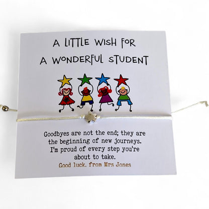 Bulk A Little Wish for a Wonderful Student Bracelet | Student Gift | Exam Good Luck Gift | Inspirational Wish Bracelet Class of 2026