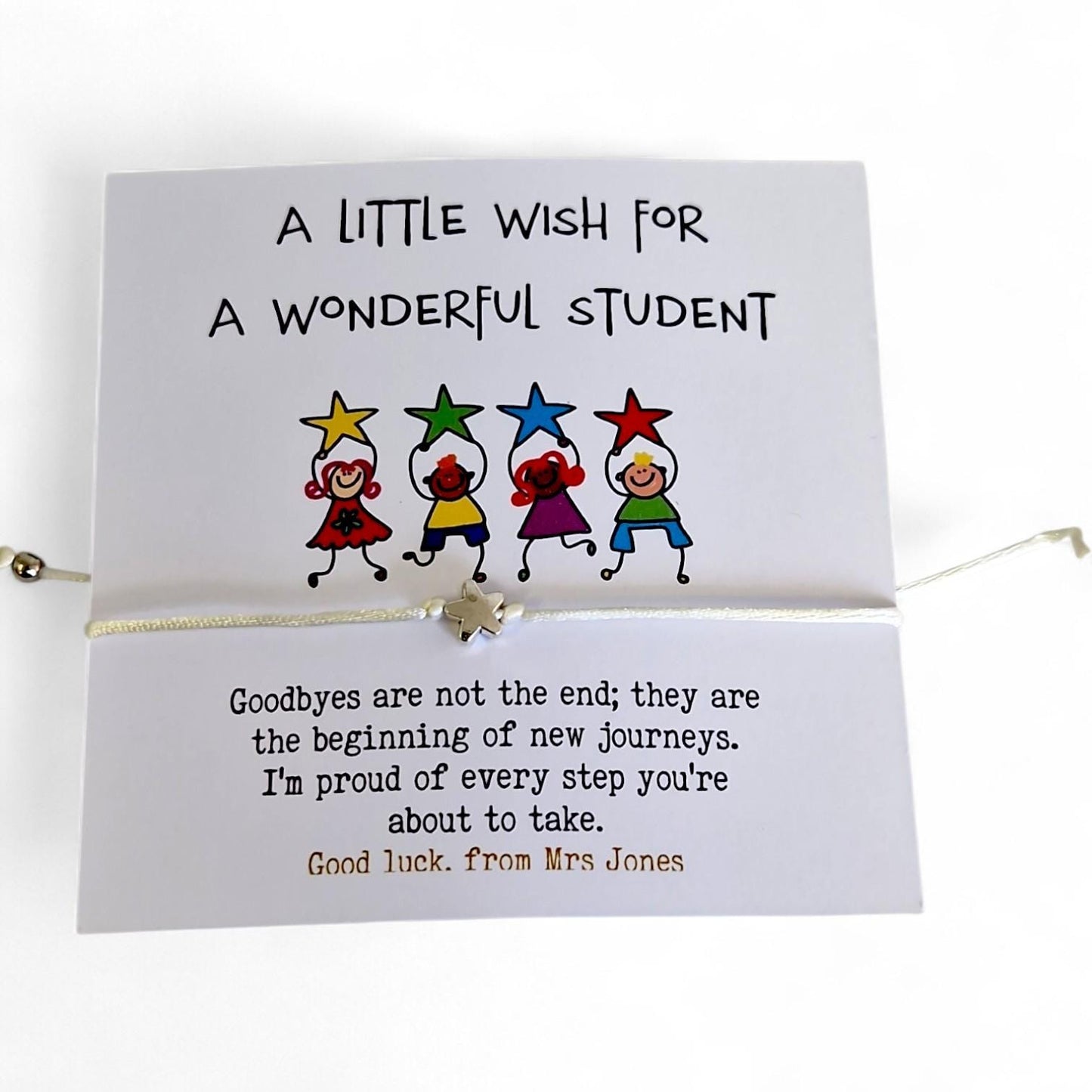 Bulk A Little Wish for a Wonderful Student Bracelet | Student Gift | Exam Good Luck Gift | Inspirational Wish Bracelet Class of 2026