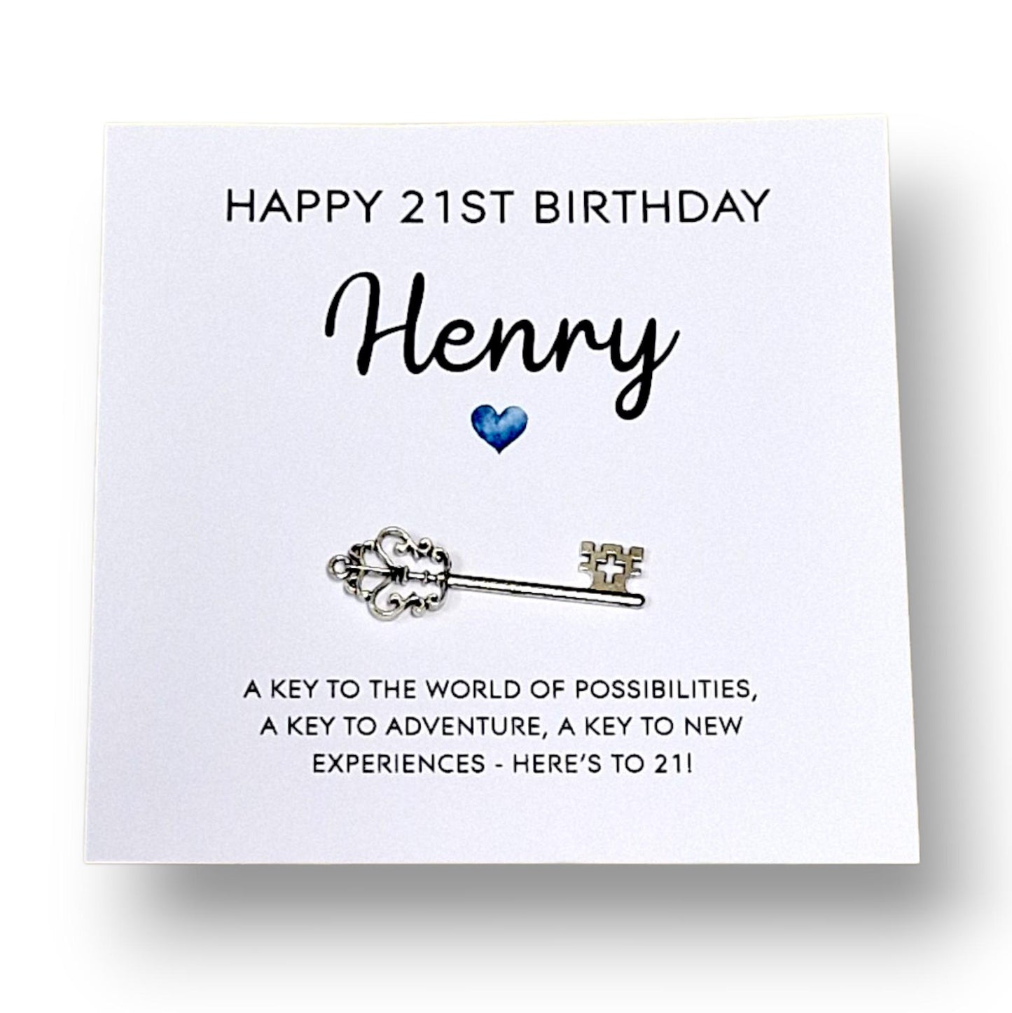Personalised 21st Birthday Key and Card: Metal Key Keepsake - 21st Birthday Card with Metal Key - Gift for Son, Cousin, Brother