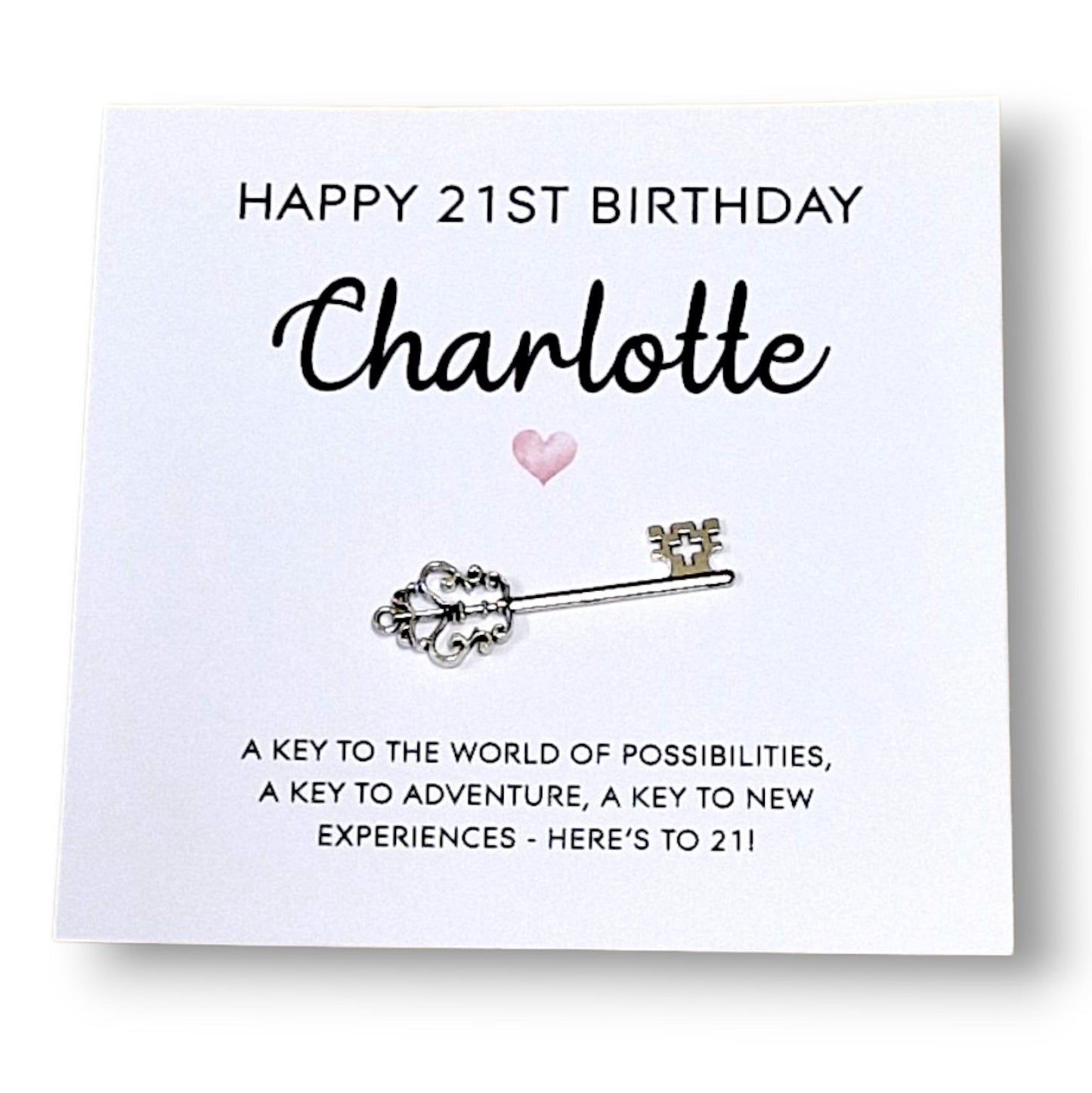 Personalised 21st Birthday Key and Card: Metal Key Keepsake - 21st Birthday Card with Metal Key - Gift for Daughter, Sister, Niece, Friend