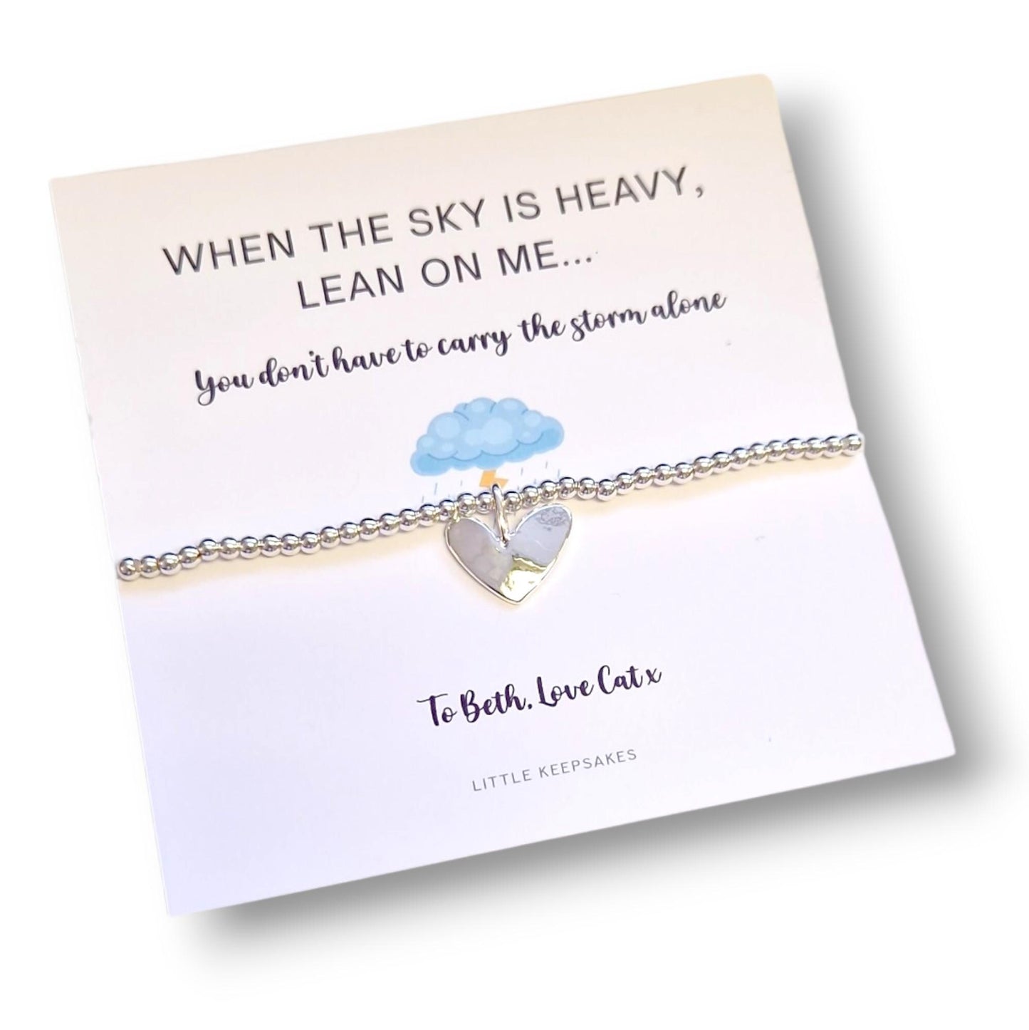 When the Sky Is Heavy Lean on Me Bracelet Card, Silver Plated Bracelet, Encouragement Gift,  Friendship  Thinking Of You | Strength  cc5