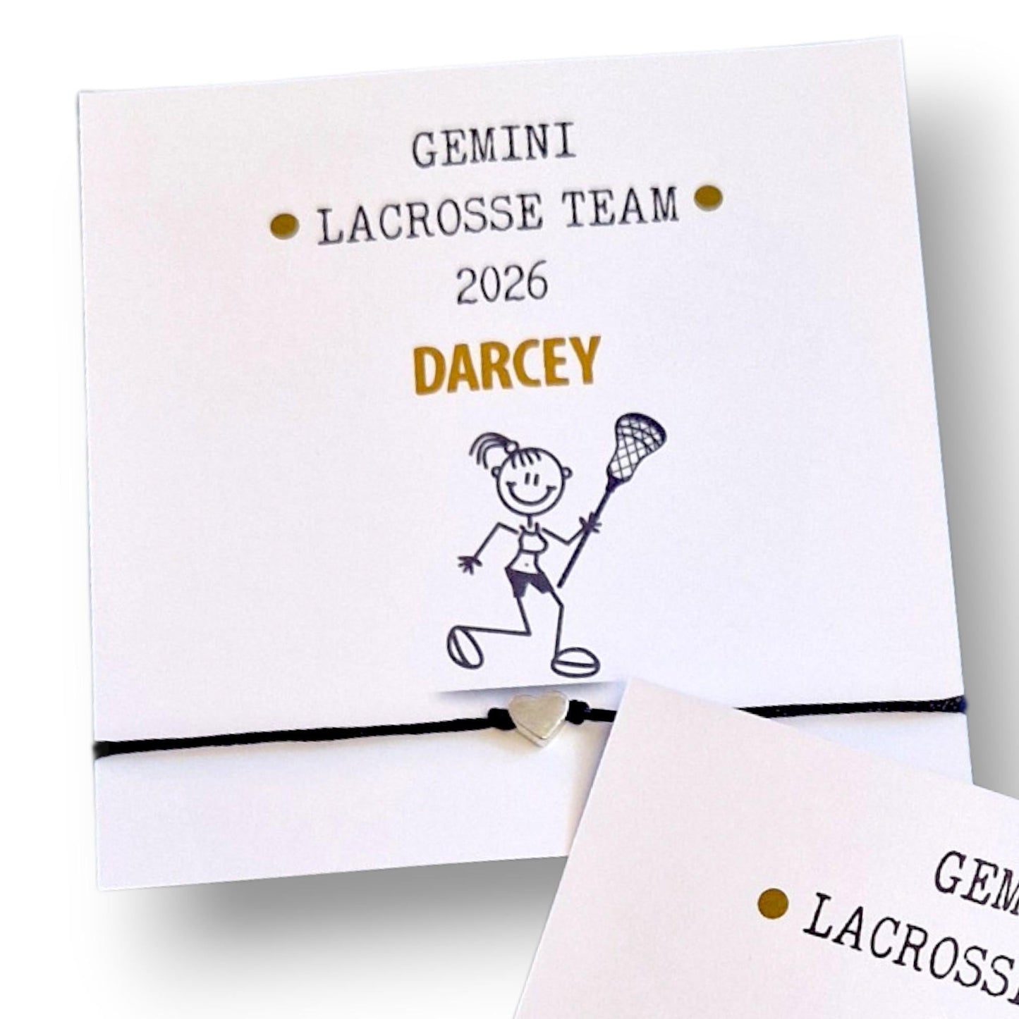 Lacrosse Team Wish Bracelet: Custom Sports Gift, Team Bonding , Charm 2 designs - Congratulations, support gift