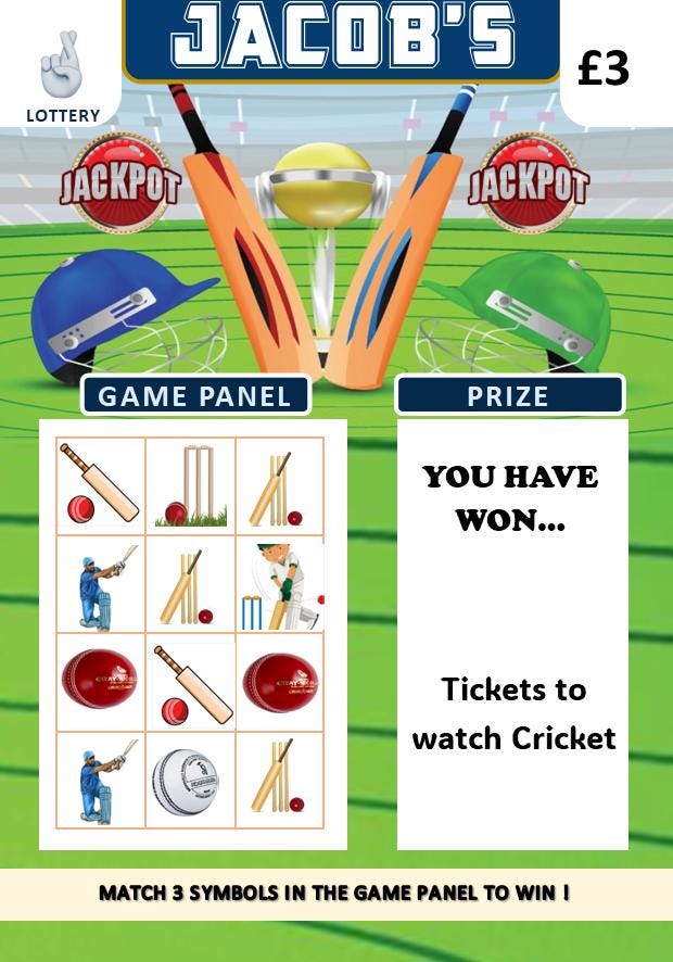 Cricket Match Scratch Card Surprise | Cricket Ticket Reveal | Cricket Fan Gift | Scratch to Reveal Game Tickets | Birthday  Gift Idea