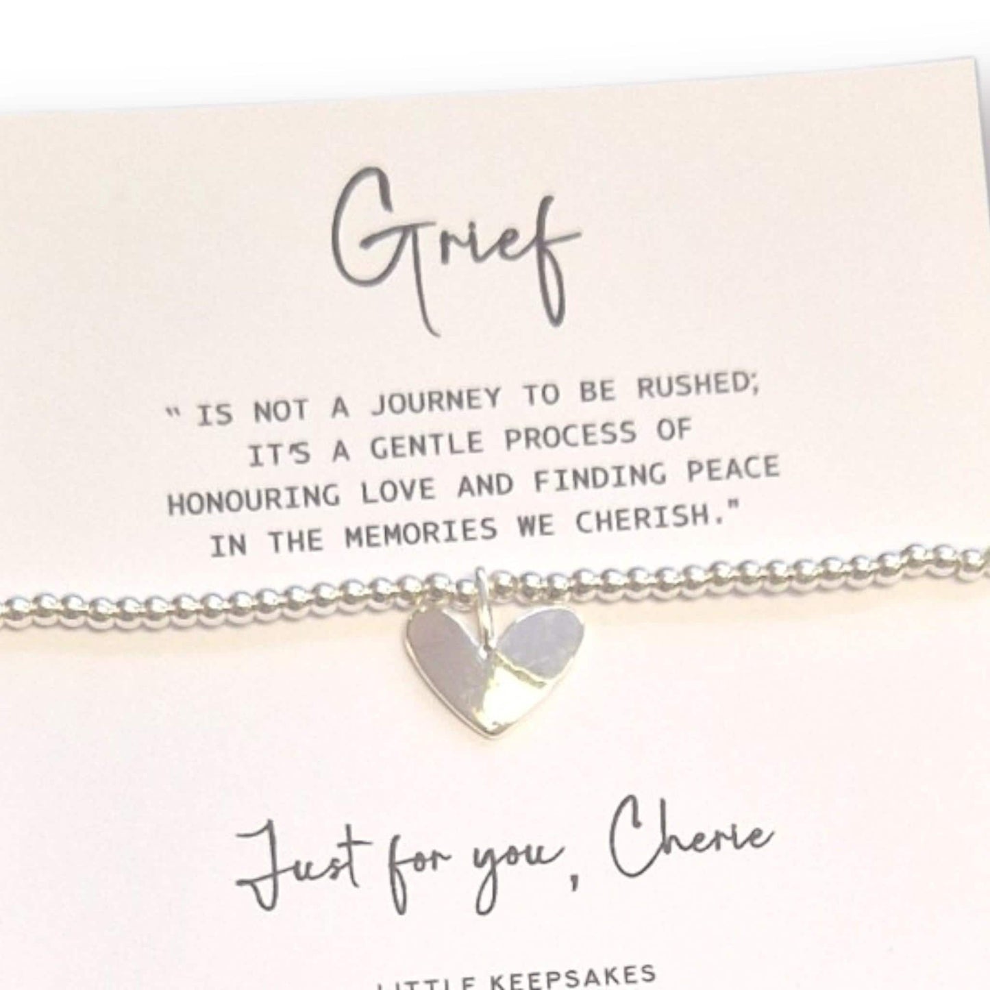 Grief -  Silver Plated Grief Bracelet: Remembrance Keepsake, Comfort Gift - Not a journey to be rushed - A Healing Keepsake