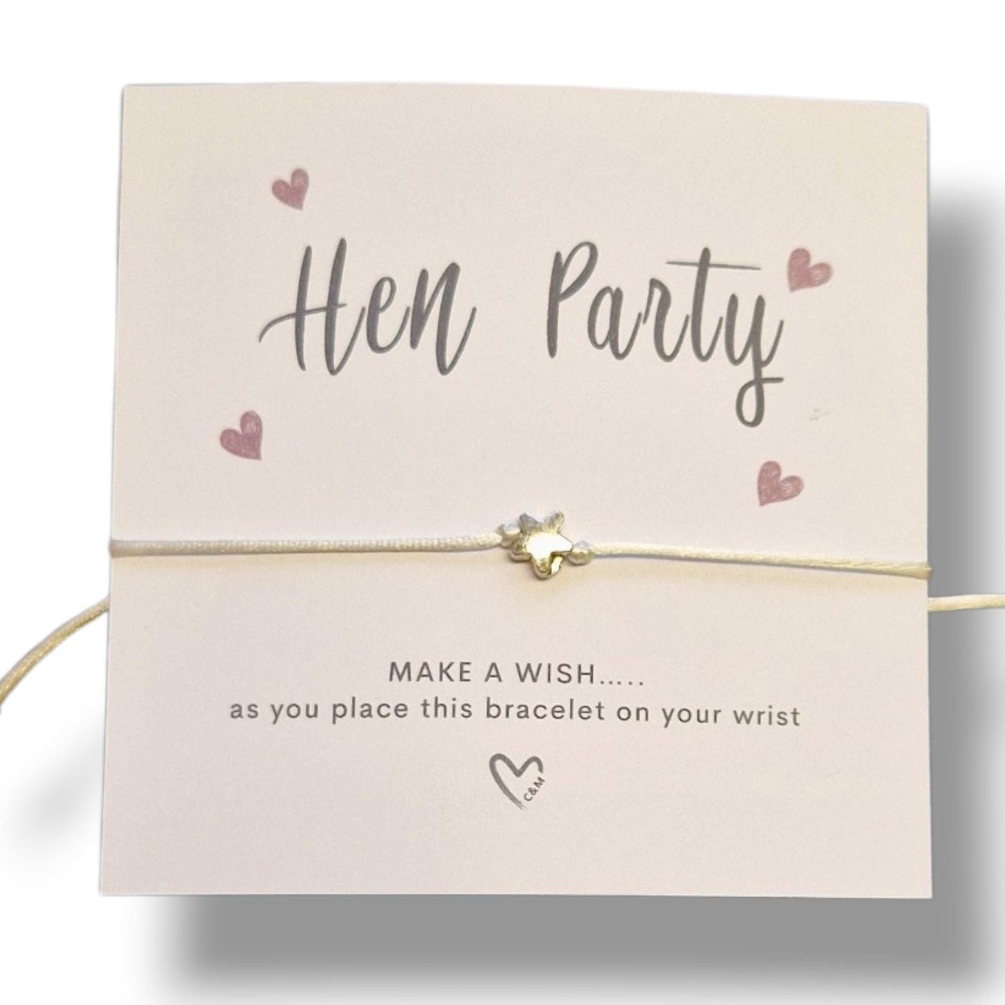 Hen Party Wish Bracelets - Goodie Bag Filler - Hen Weekend, Hen Do, Girls Weekend - Bride to Be - Hearts CM338