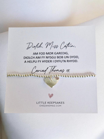 Welsh Teacher Bracelet, Diolch Athro Bracelet, Teacher Thank You Gift, End of Term Teacher Gift, Teaching Assistant Gift